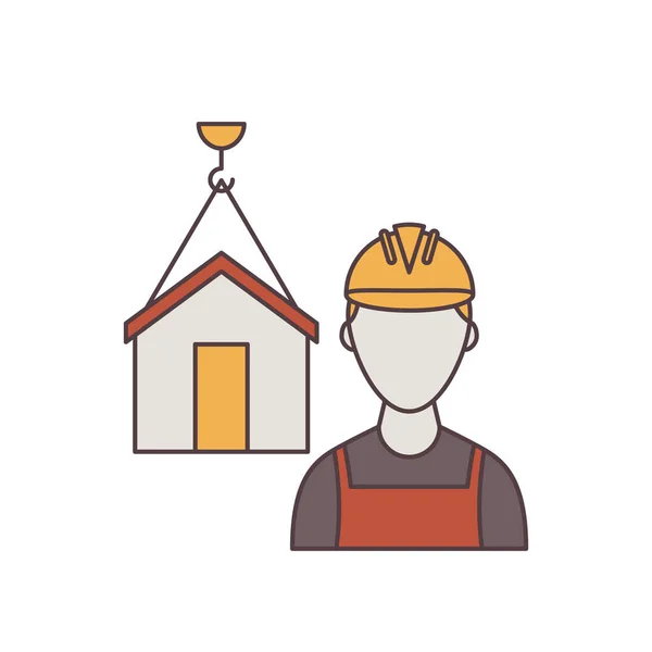 Trabalhador Construção Casa —  Vetores de Stock