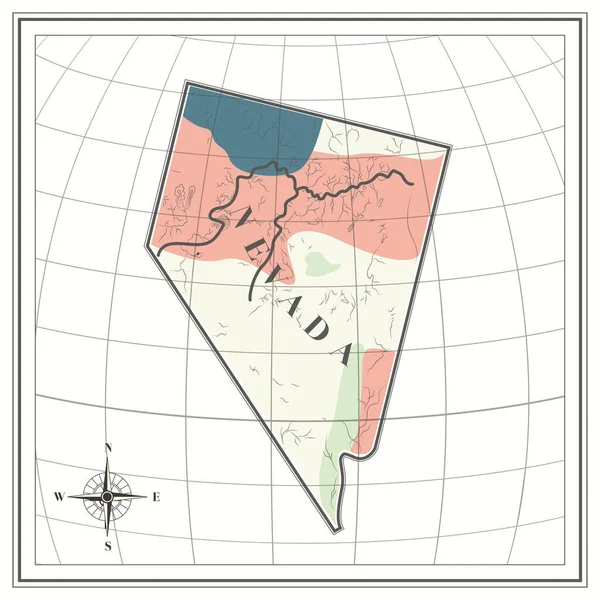 Mapa Del Estado Nevada — Vector de stock