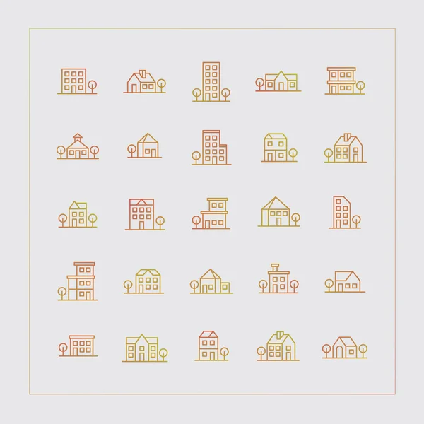 Reihe Von Häusern Und Gebäuden — Stockvektor