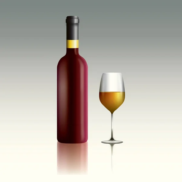 Weinflasche Und Glas — Stockvektor
