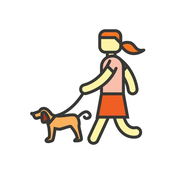 Девушка Гуляет Собакой — стоковый вектор