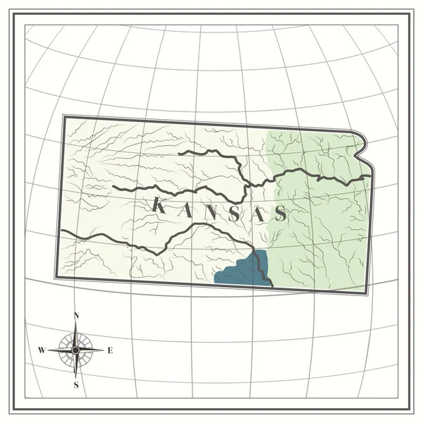 Mapa Kansas Estado — Vector de stock