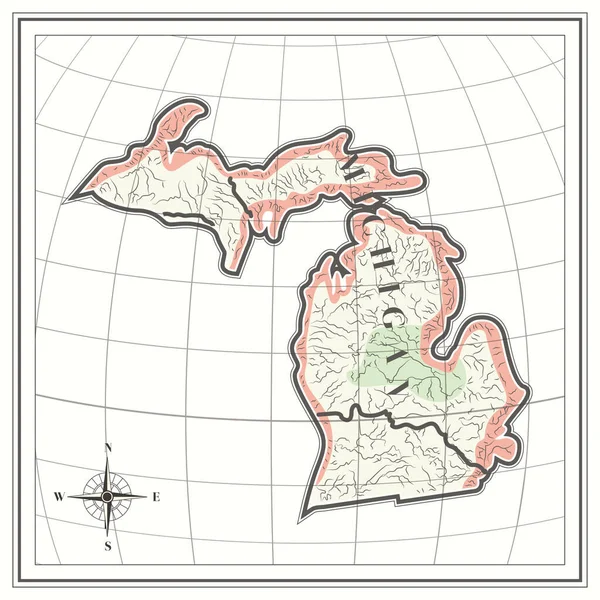 Карта Штата Мичиган — стоковый вектор