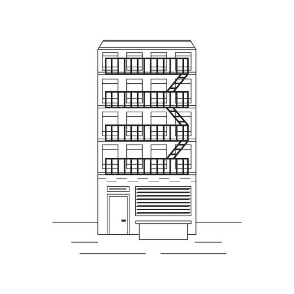 Edificio Apartamentos Nueva York — Vector de stock