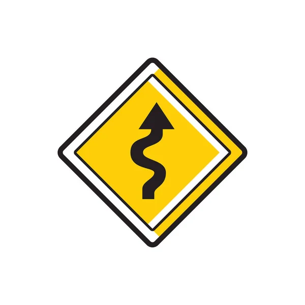 Right Sided Winding Road Sign — Stock Vector