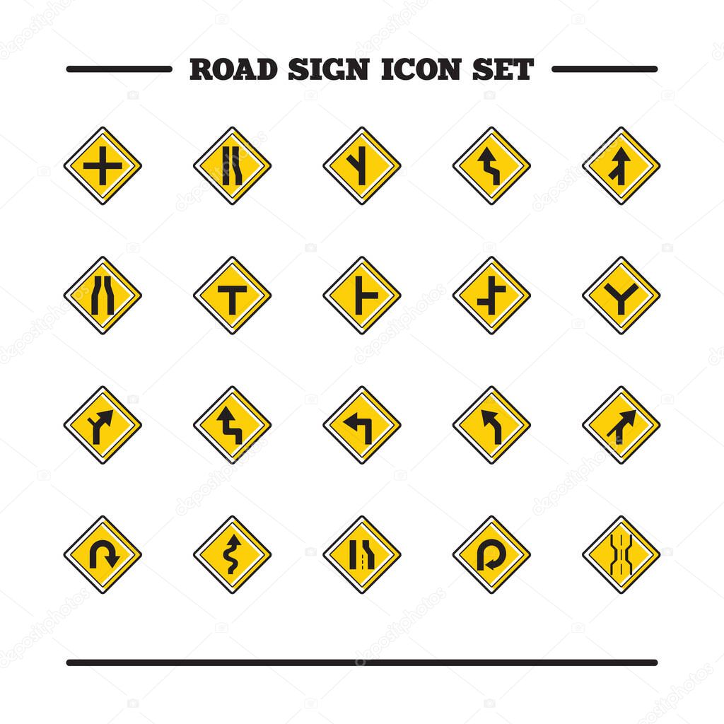 Set of road sign icons