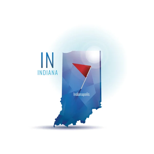 Başkente Sahip Indiana Haritası — Stok Vektör