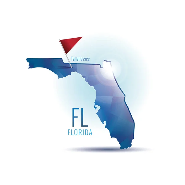 Florida Mapa Con Ciudad Capital — Vector de stock