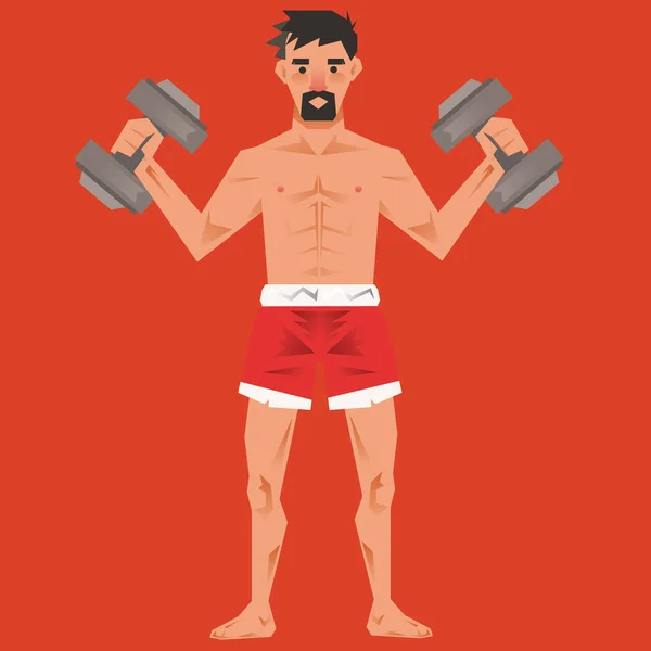 Hombre Haciendo Ejercicio Con Pesas — Vector de stock