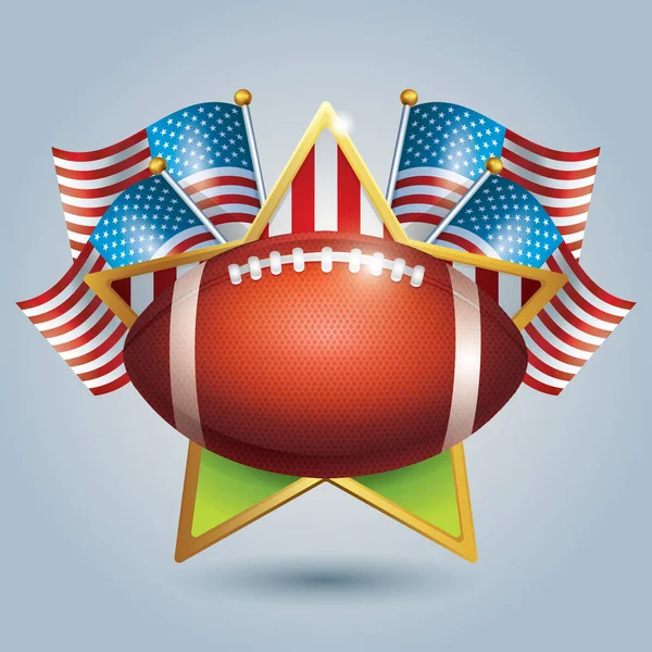 Football Américain Avec Drapeaux Américains — Image vectorielle