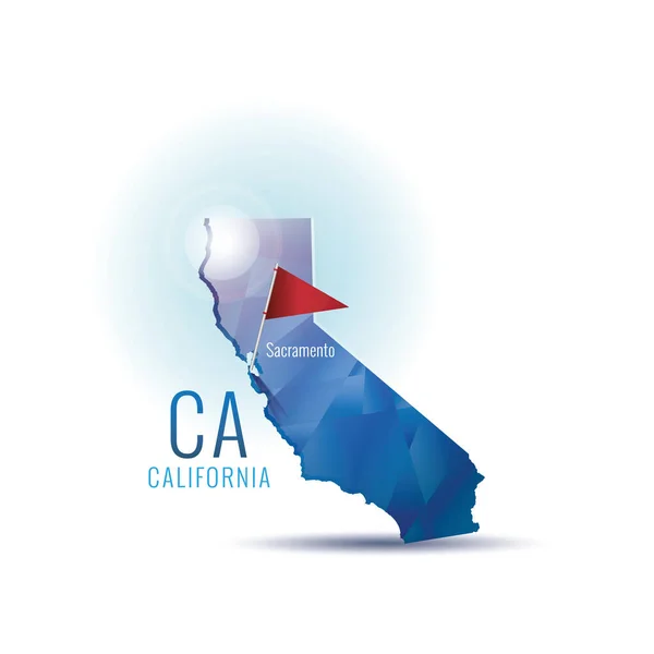 Mappa Della California Con Capitale — Vettoriale Stock