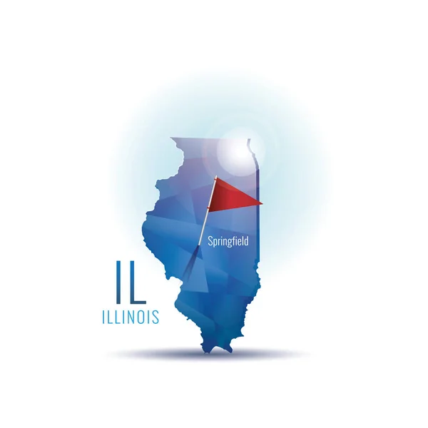 Illinois Mapa Con Ciudad Capital — Vector de stock