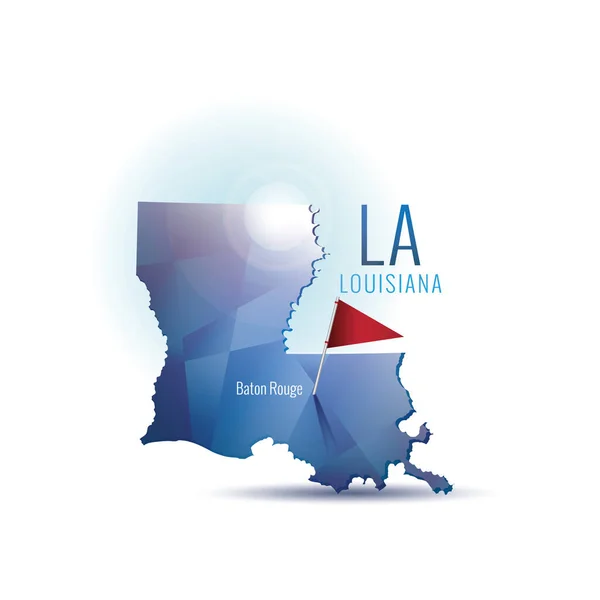 Mappa Della Louisiana Con Capitale — Vettoriale Stock