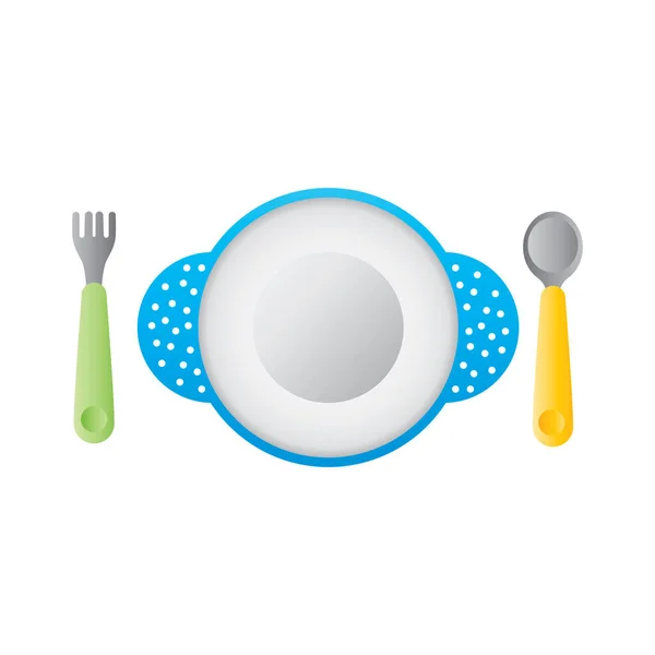 Fourchette Avec Assiette Cuillère — Image vectorielle