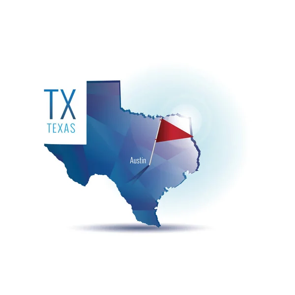 Mapa Texas Con Capital — Vector de stock