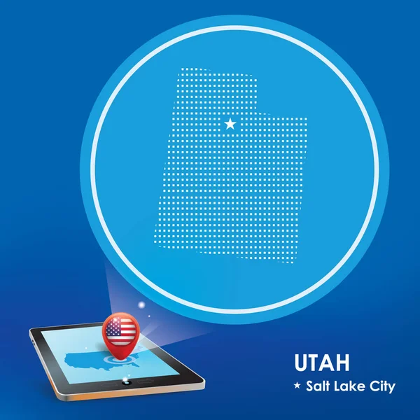 Tabletpc Met Utah Kaart Projectie — Stockvector