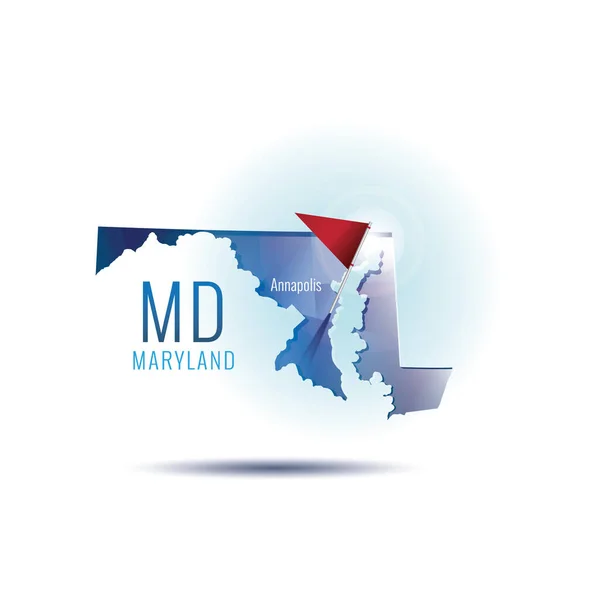 Maryland Mapa Con Capital — Archivo Imágenes Vectoriales