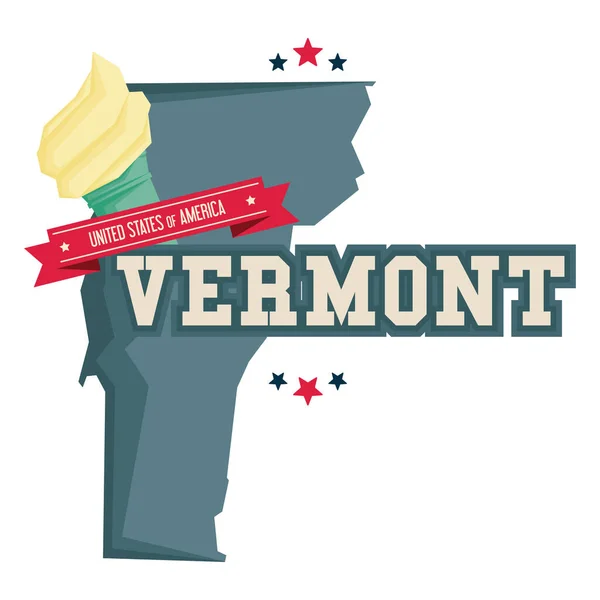 Vermont Mapa Con Helado — Archivo Imágenes Vectoriales