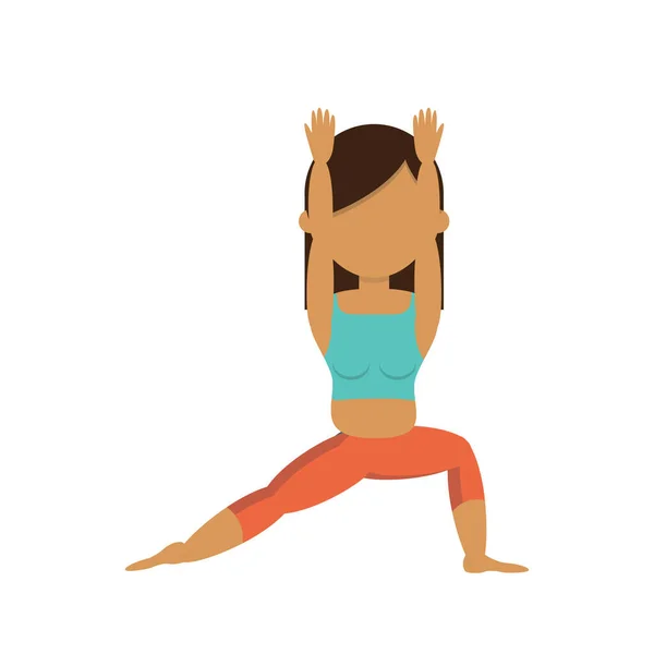 Meisje Beoefenen Yoga Krijger Pose — Stockvector