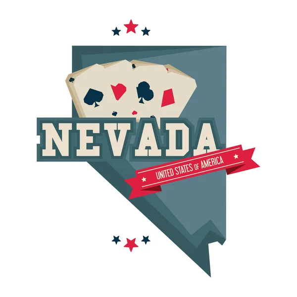 Nevada Carte Avec Casino — Image vectorielle