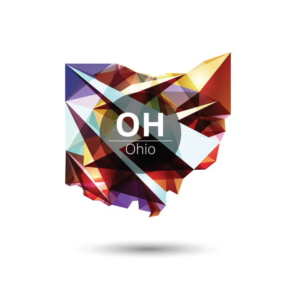 Ohio Állam Alacsony Poli Térképe — Stock Vector