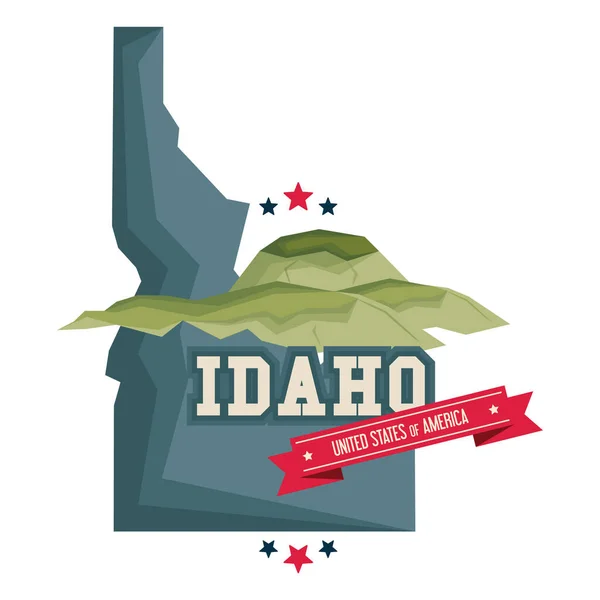Idaho Mapa Con Montañas — Archivo Imágenes Vectoriales