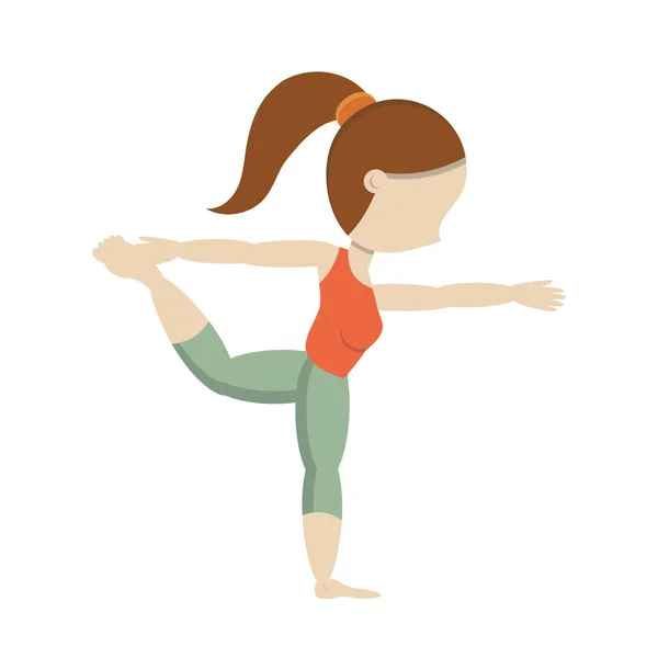 Ragazza Che Pratica Yoga Posa Ballerino — Vettoriale Stock