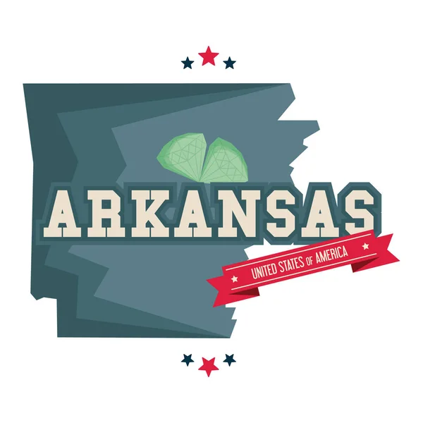 Arkansas Térkép Gyémántbányával — Stock Vector