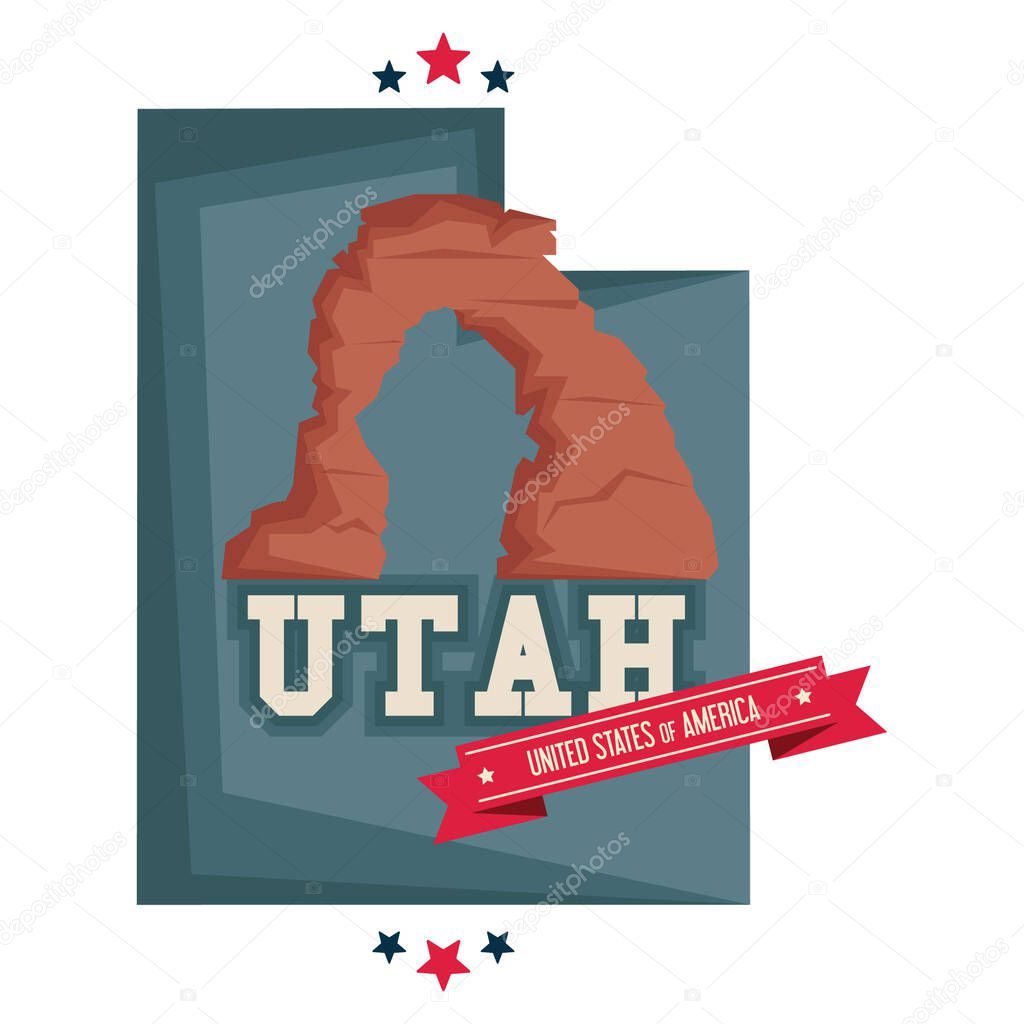 Utah map with rock formation utah