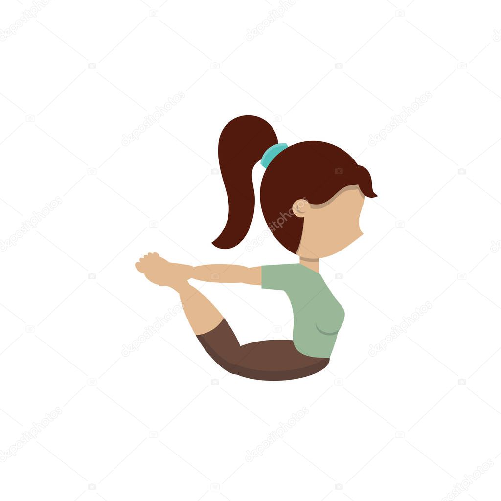 Girl practicing yoga in bow pose