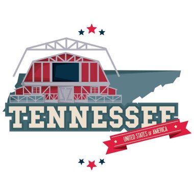 Tennessee map with grand ole opry clipart
