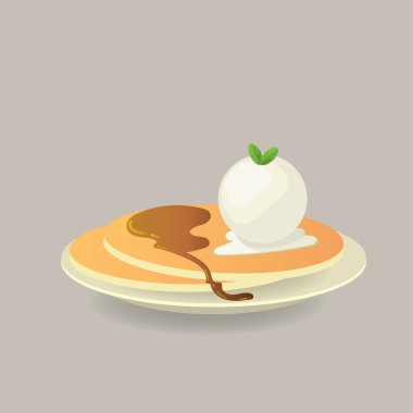 Dondurma ve çikolata soslu krep.