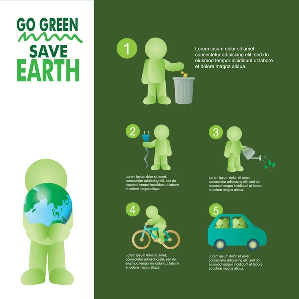 Μετάβαση Στην Πράσινη Infographic Παρουσίαση — Διανυσματικό Αρχείο