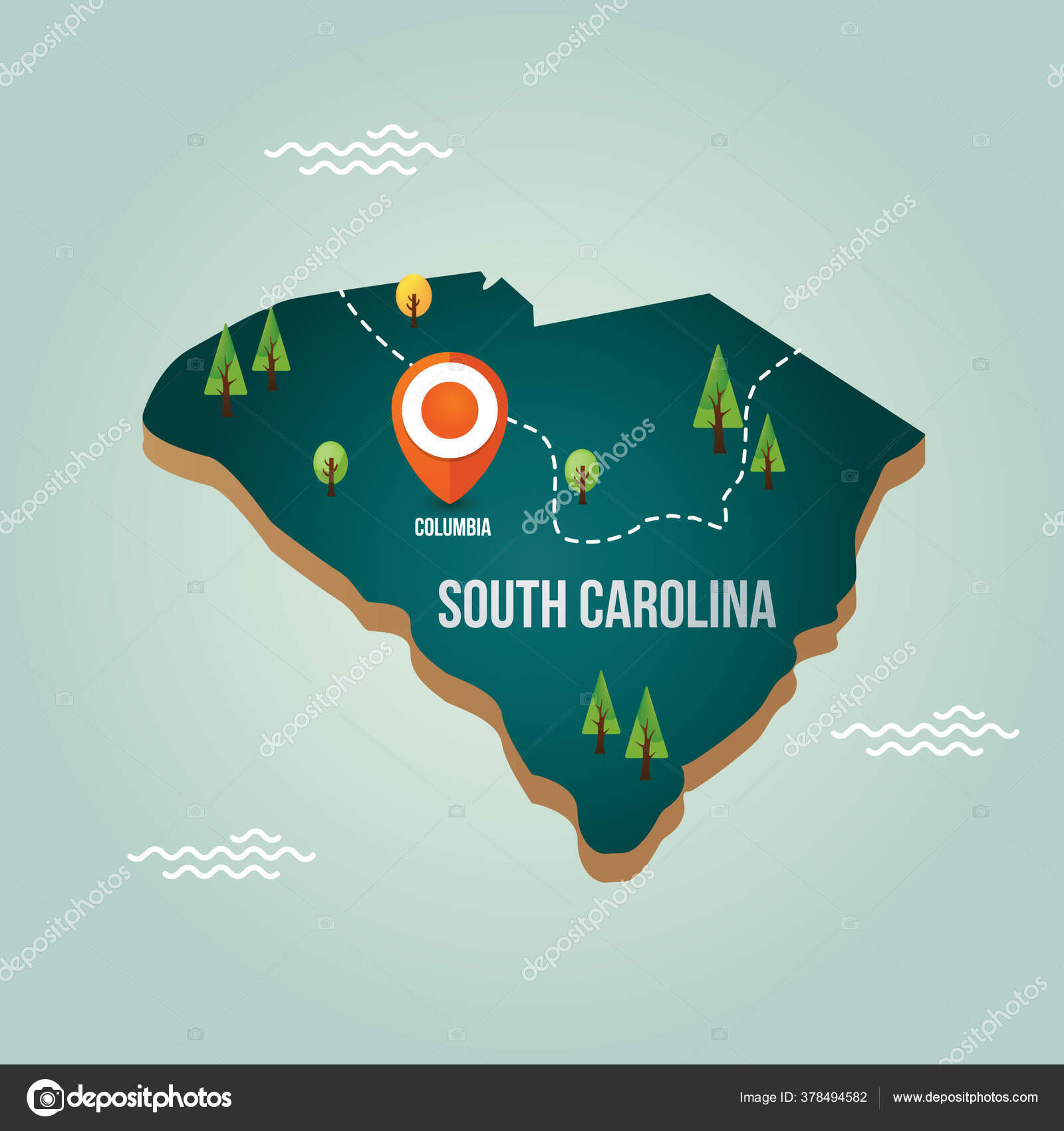 South Carolina Map Capital City Stock Vector Image by ©captainvector