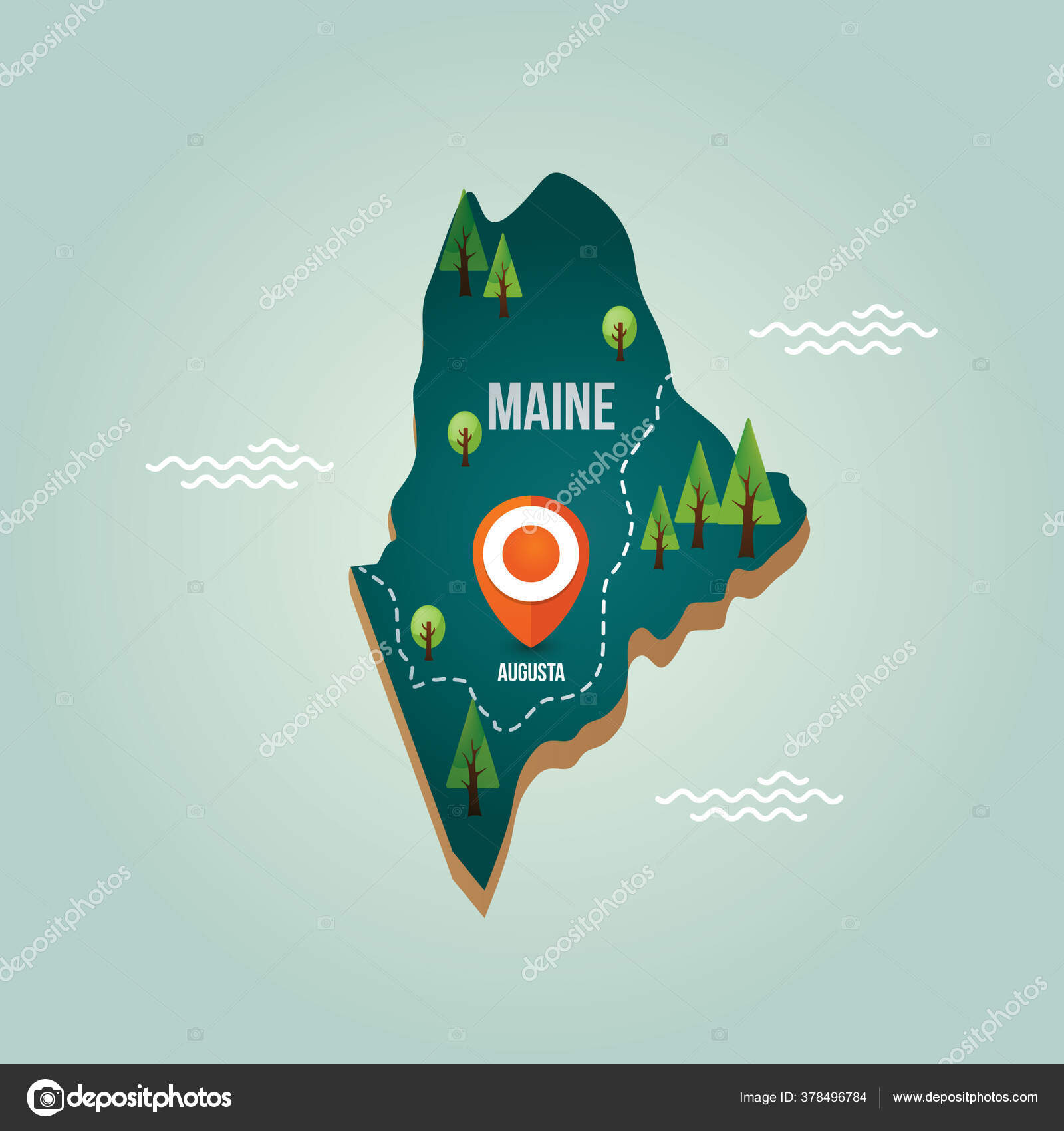 Capital City Map Symbol Maine Map Capital City Stock Vector Image By ©Captainvector #378496784