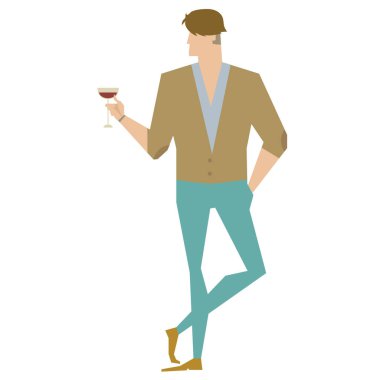 Şarap kadehi tutan adam.