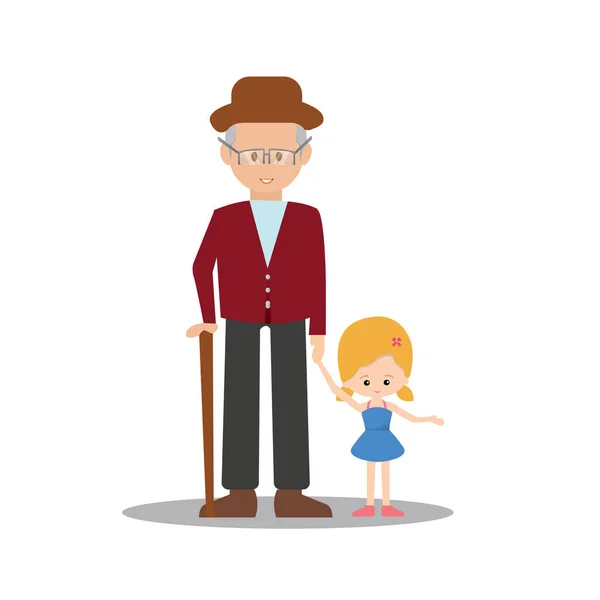 Alter Mann Hält Kleines Mädchen — Stockvektor