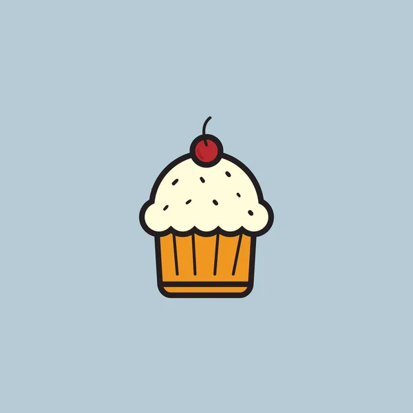 Cupcake Mit Kirschkernbelag — Stockvektor