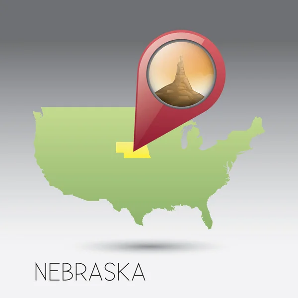 Mapa Con Estado Nebraska — Vector de stock