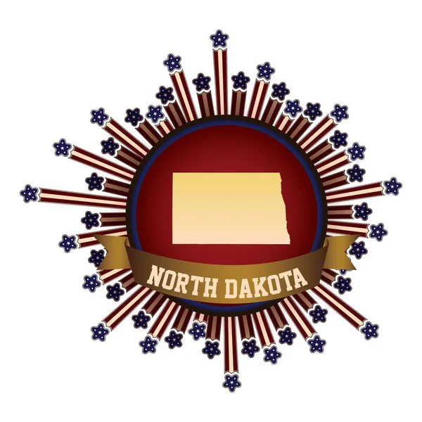 Bouton État Dakota Nord Avec Bannière — Image vectorielle