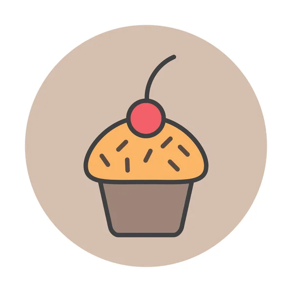 Cupcake Con Cobertura Cereza — Archivo Imágenes Vectoriales