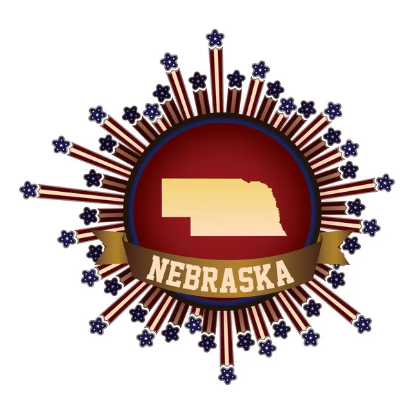 Botón Estado Nebraska Con Bandera — Vector de stock