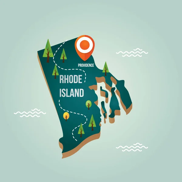 Rhode Island Térképe Fővárossal — Stock Vector