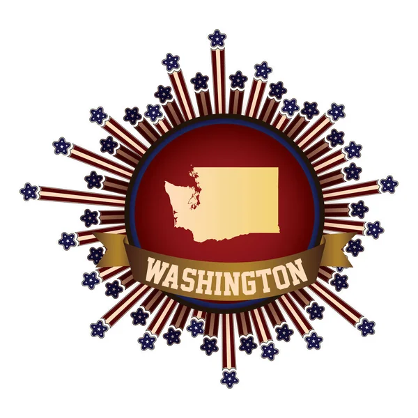 Washingtoner Staatsknopf Mit Banner — Stockvektor