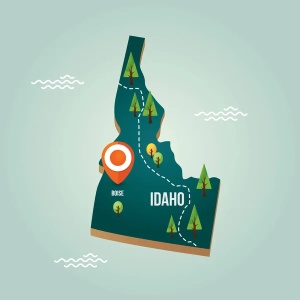 Idaho Mapa Con Capital — Archivo Imágenes Vectoriales