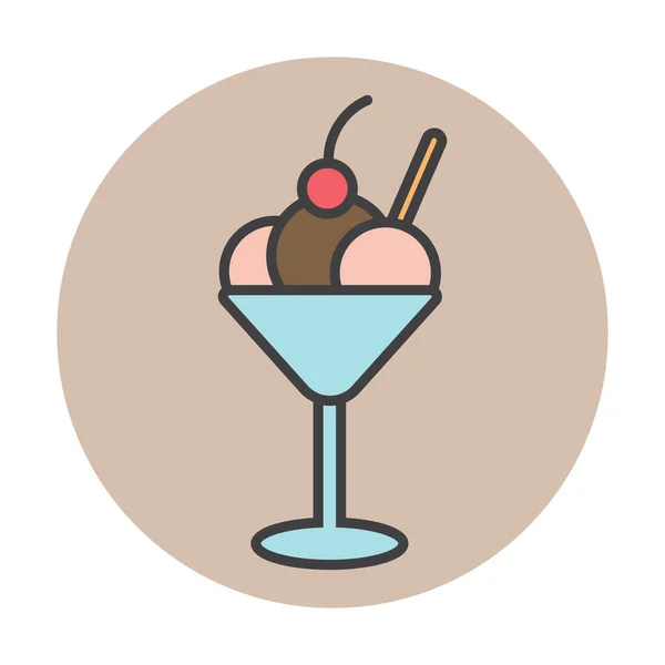 有情书和樱桃的冰淇淋圣代 — 图库矢量图片