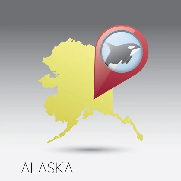 Mapa Dos Eua Com Estado Alasca —  Vetores de Stock