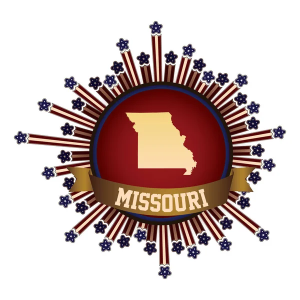 Botão Estado Missouri Com Banner —  Vetores de Stock