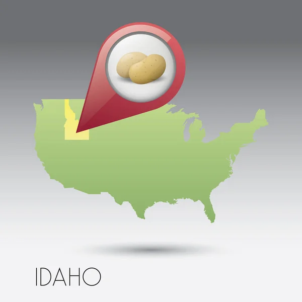 Mapa Con Estado Idaho — Archivo Imágenes Vectoriales