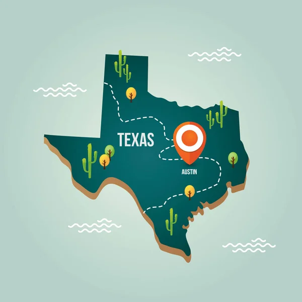 Карта Техасу Столицею — стоковий вектор